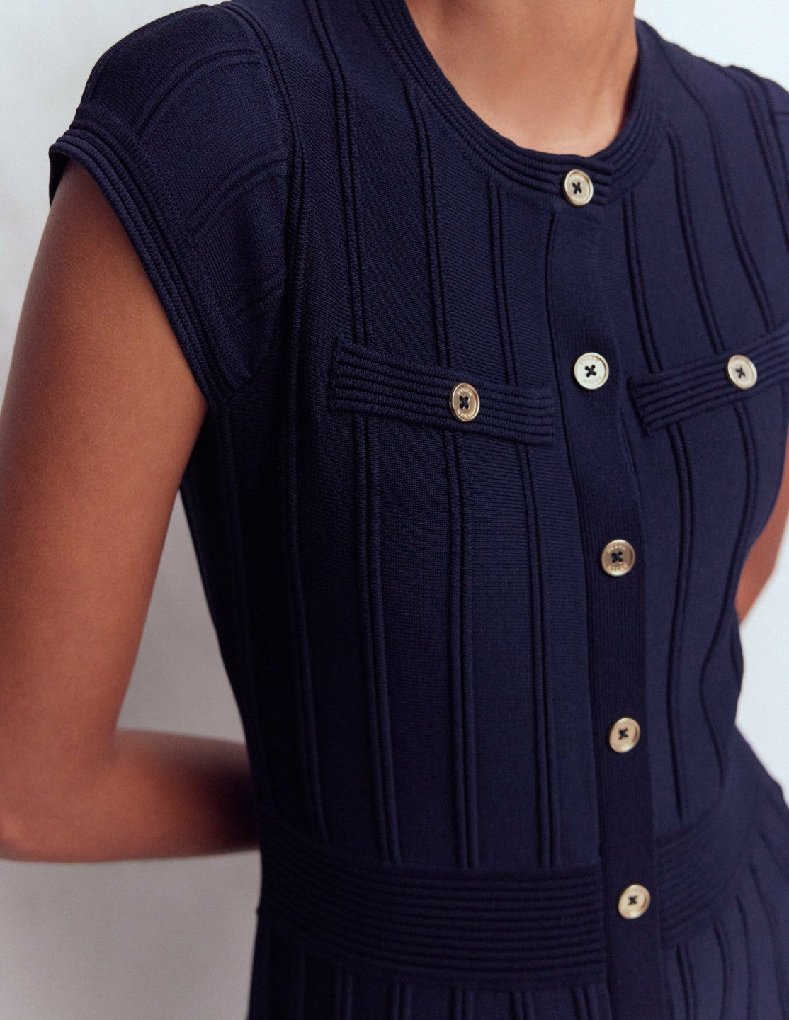 Cap Sleeve Knitted Dress-Navy / Boden