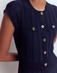 Cap Sleeve Knitted Dress-Navy / Boden