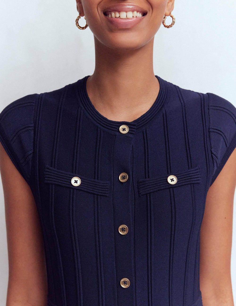Cap Sleeve Knitted Dress-Navy / Boden