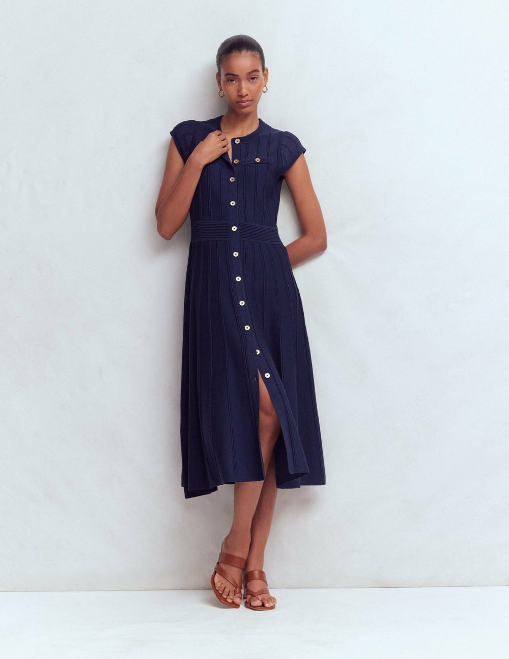 Cap Sleeve Knitted Dress-Navy / Boden