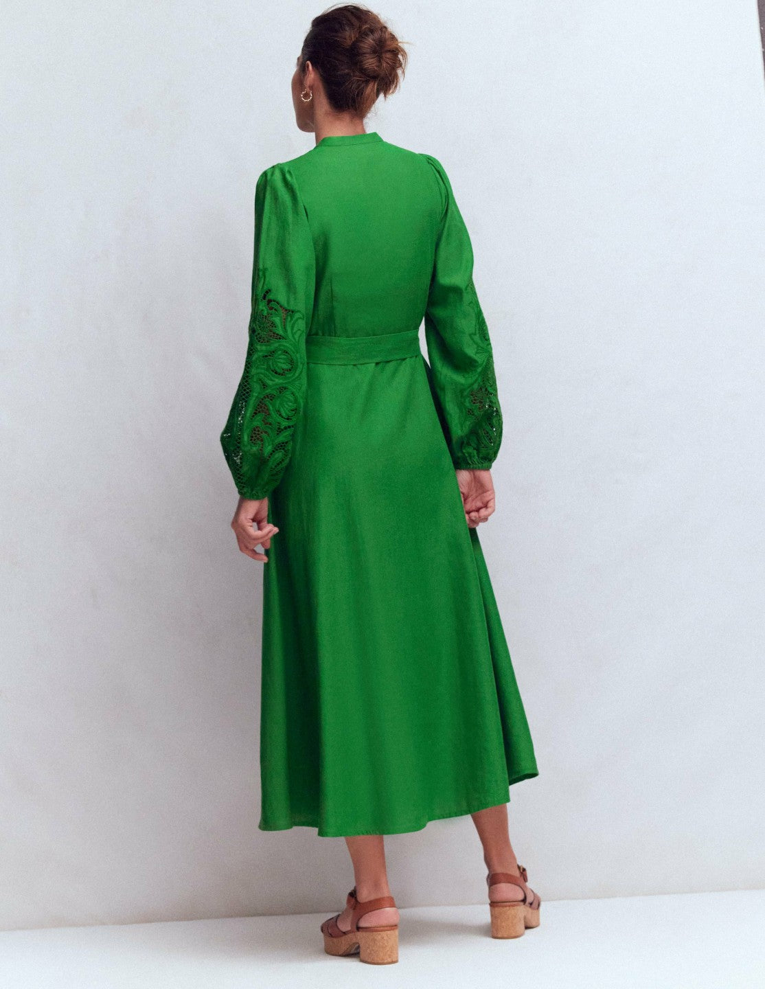 Mae Linen Blend Shirt Dress-Highland Green / Boden Discount