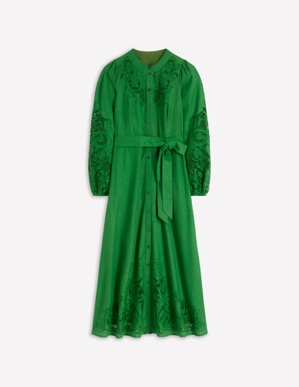 Mae Linen Blend Shirt Dress-Highland Green / Boden Discount