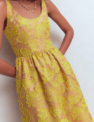 Scoop Neck Jacquard Dress-Yellow Jacquard / Boden On sale