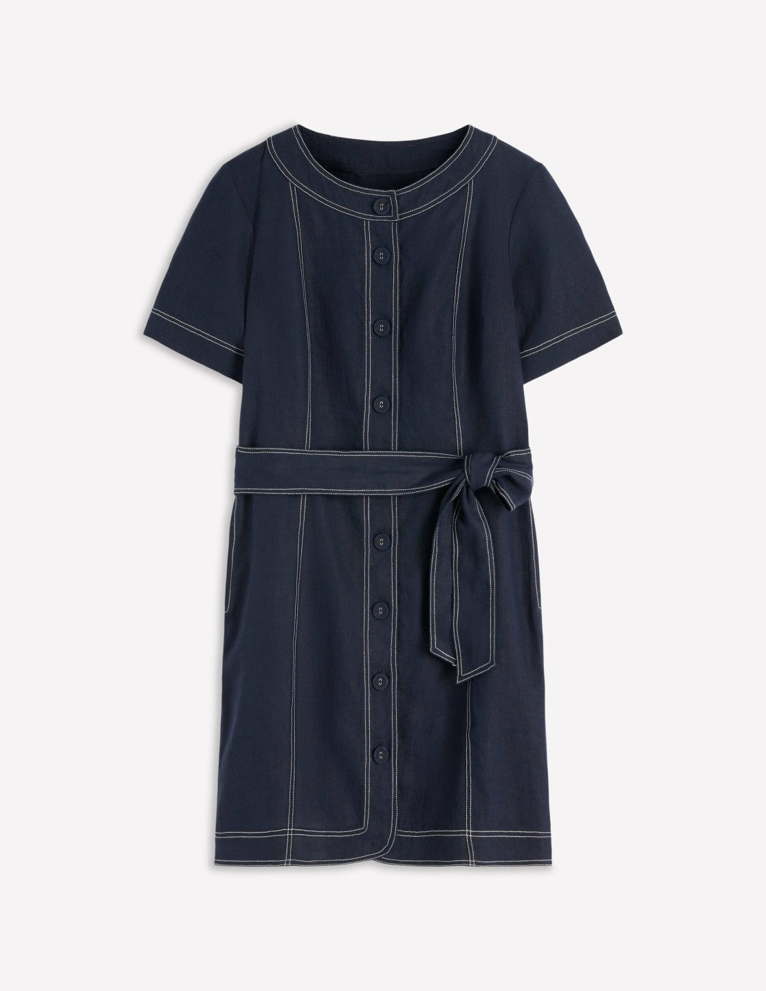 Callie Linen Short Dress-Navy / Boden us