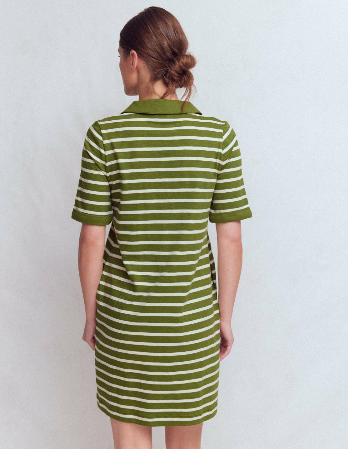 Tilda Jersey T-shirt Dress-Olive and Ivory Stripe / Boden