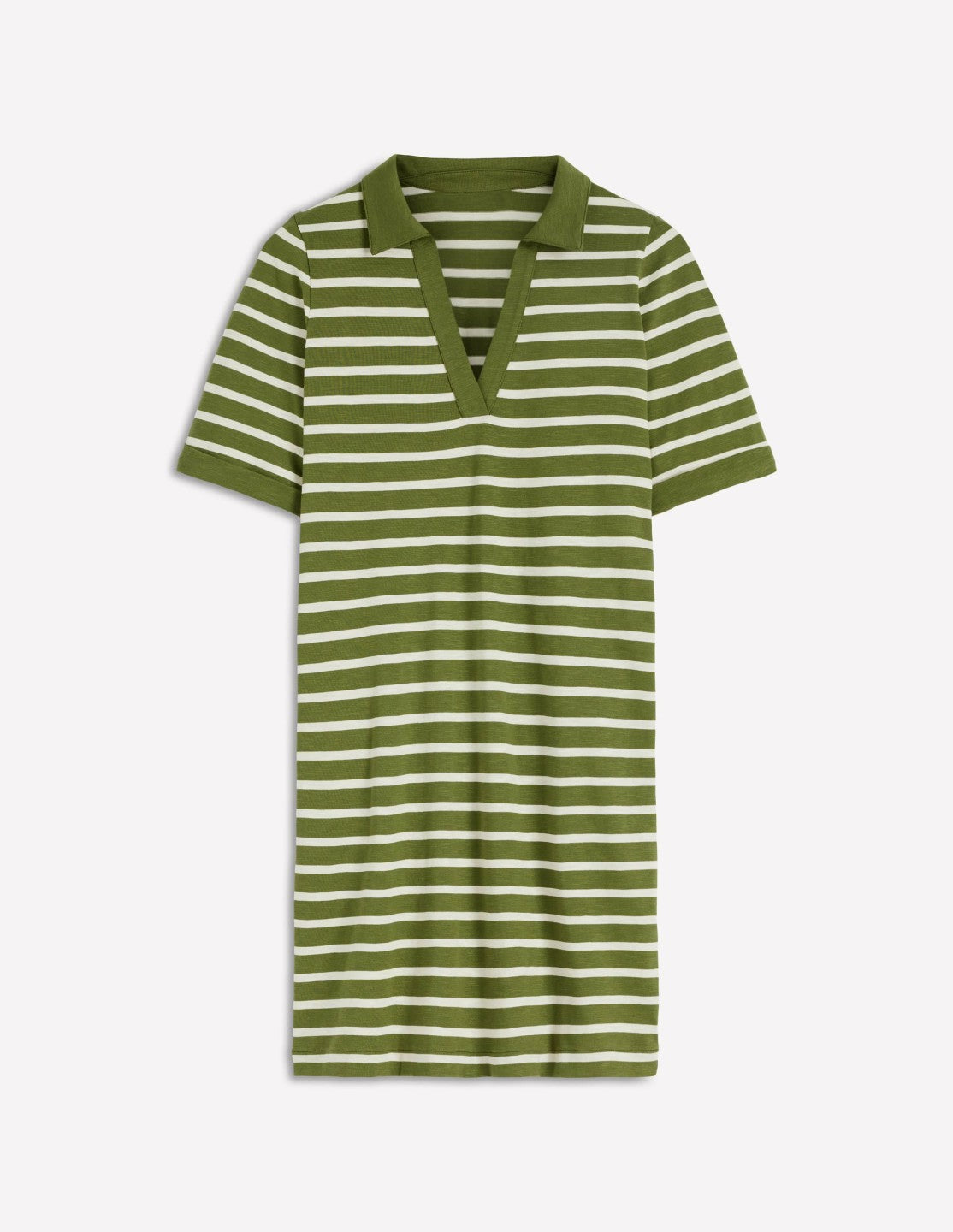 Tilda Jersey T-shirt Dress-Olive and Ivory Stripe / Boden