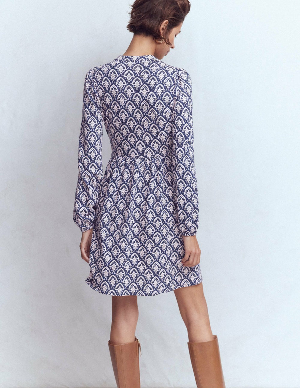 Amy Short Jersey Dress-Navy, Petal Terrace / Boden Sale