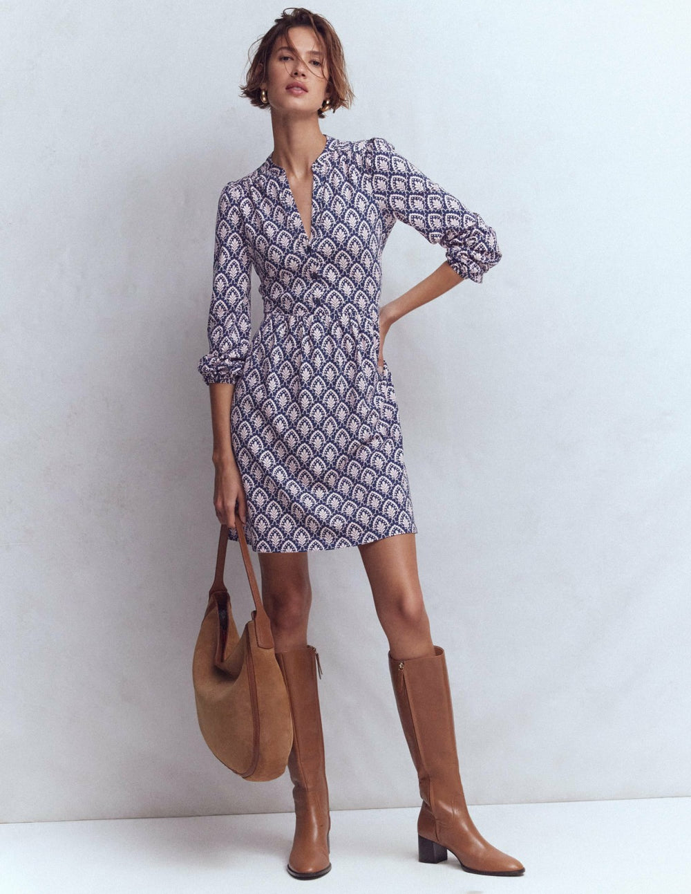 Amy Short Jersey Dress-Navy, Petal Terrace / Boden Sale