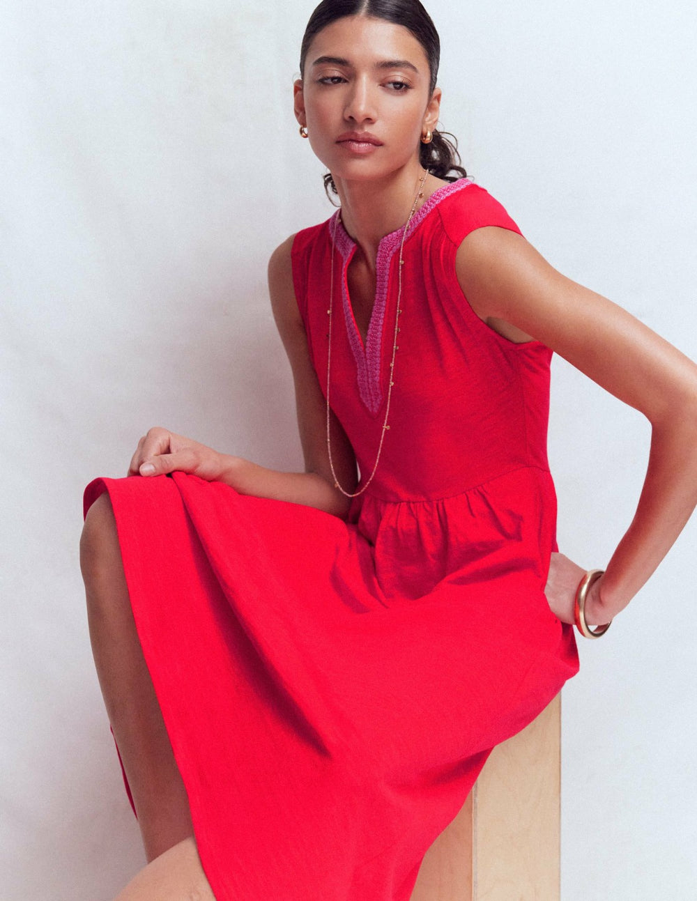 May Jersey Midi Dress-Poppy Red / Boden Online