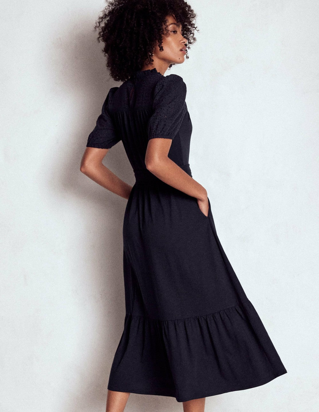 Lorelei Broderie Jersey Dress-Navy / Boden Discount