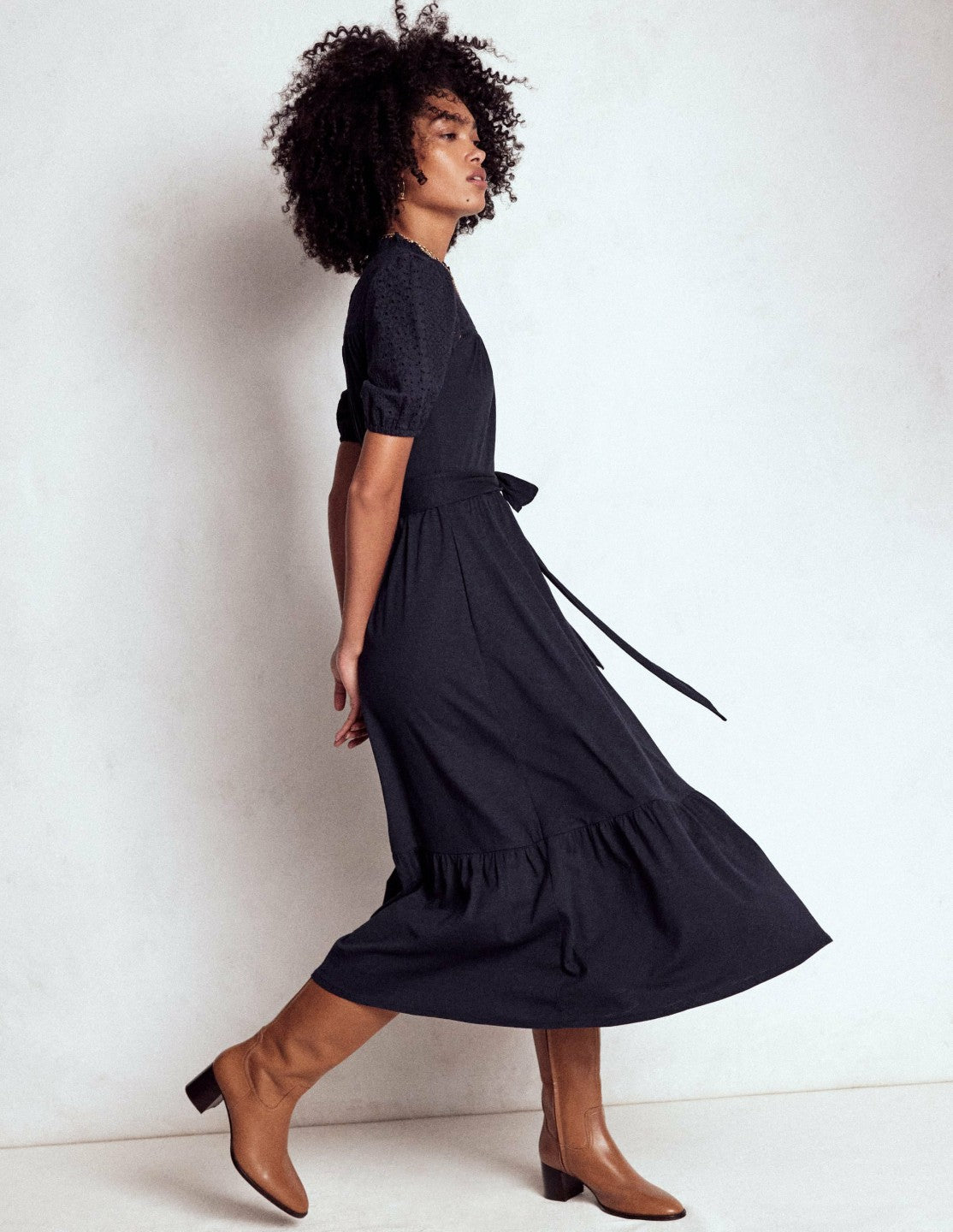 Lorelei Broderie Jersey Dress-Navy / Boden Discount