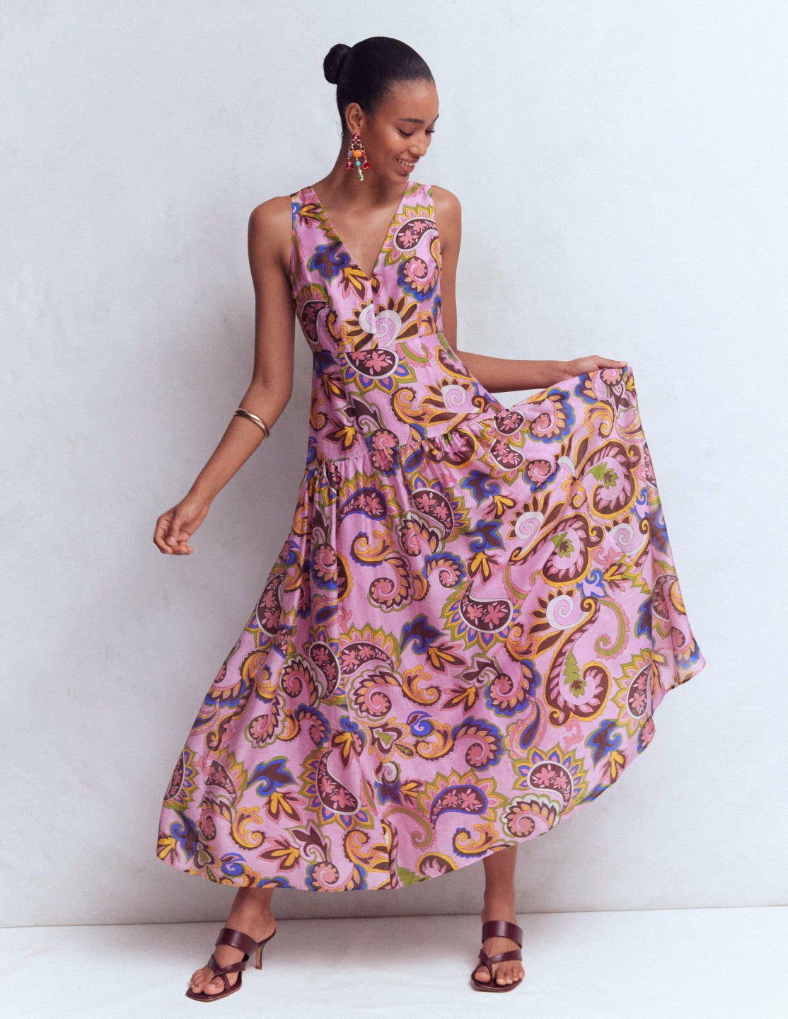 Drop Waist Sleeveless Dress-Multi Paisley Frenzy / Boden On sale