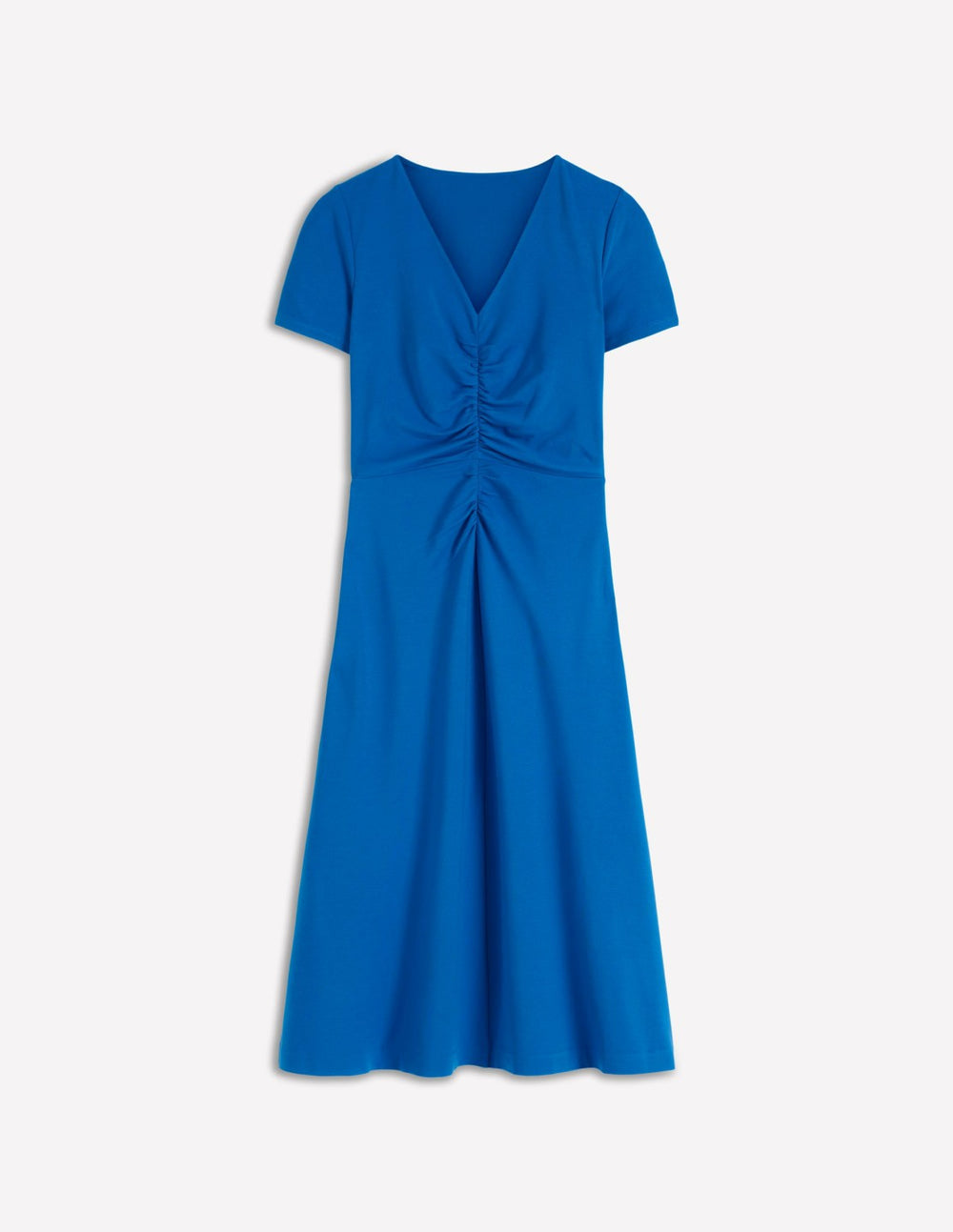 Una Ruched Front Ponte Dress-Kingfisher Blue / Boden Online