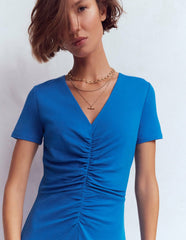 Una Ruched Front Ponte Dress-Kingfisher Blue / Boden Online