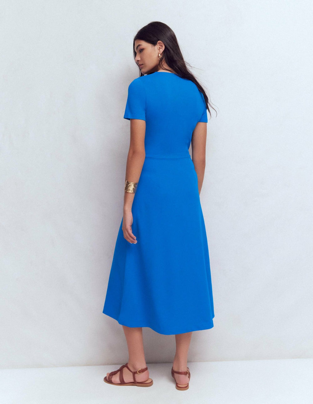 Una Ruched Front Ponte Dress-Kingfisher Blue / Boden Online
