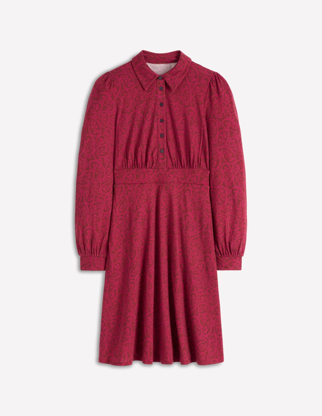 Orla Short Jersey Shirt Dress-Chestnut, Blossomy Paisley / Boden Outlet
