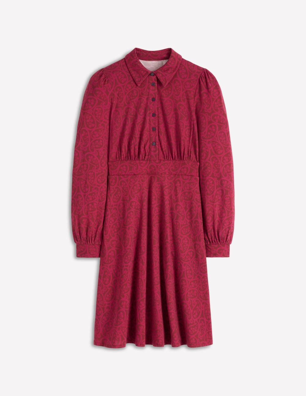 Orla Short Jersey Shirt Dress-Chestnut, Blossomy Paisley / Boden Outlet