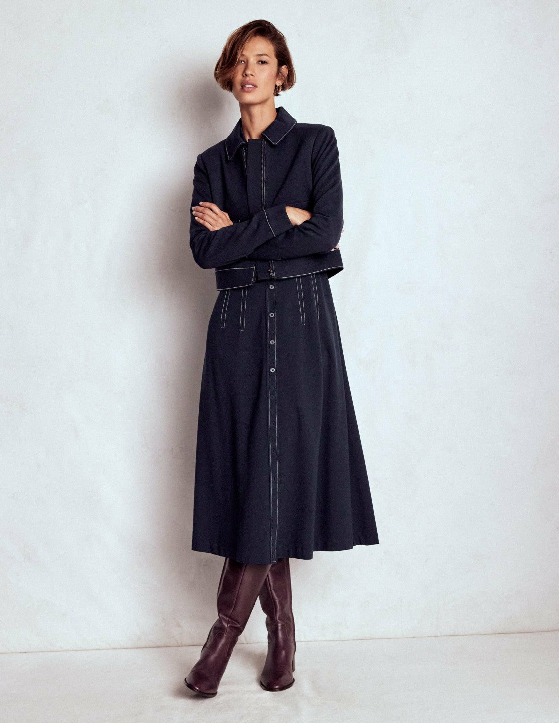 Anita Long Sleeve Shirt Dress-Navy / Boden Discount