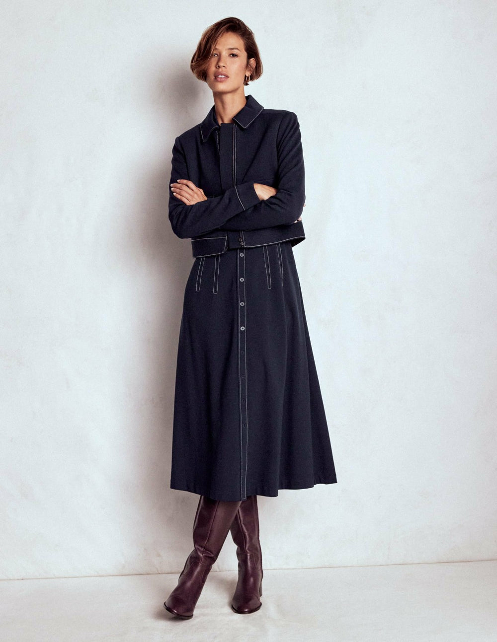 Anita Long Sleeve Shirt Dress-Navy / Boden Discount