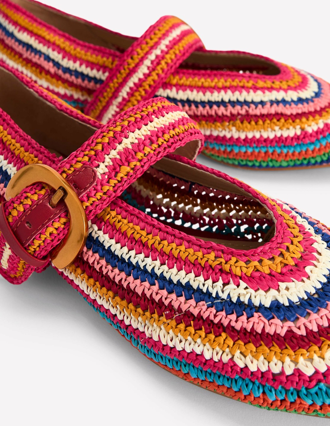 Kylie Flat Buckle Mary Janes-Multi Raffia / Boden On sale