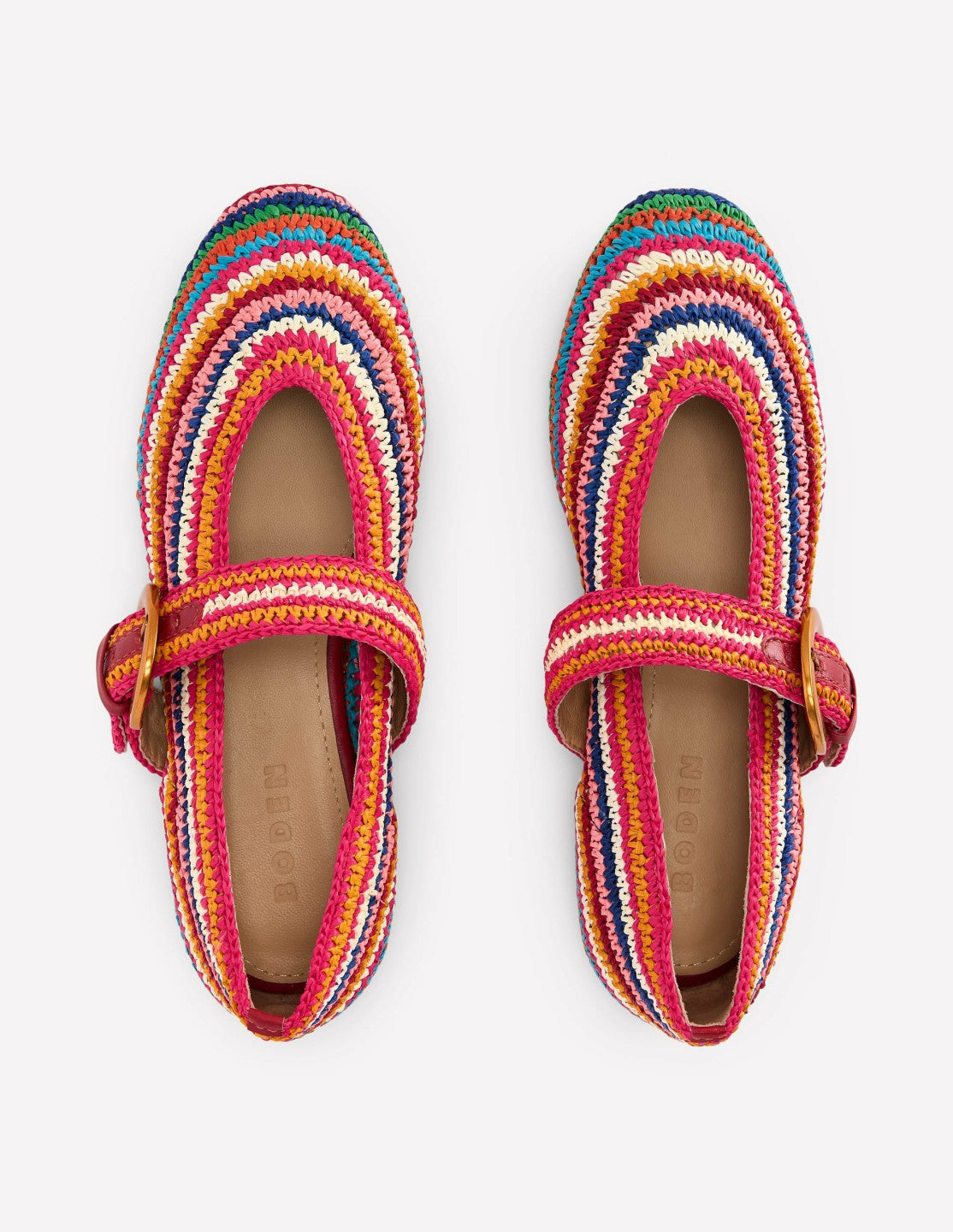 Kylie Flat Buckle Mary Janes-Multi Raffia / Boden On sale