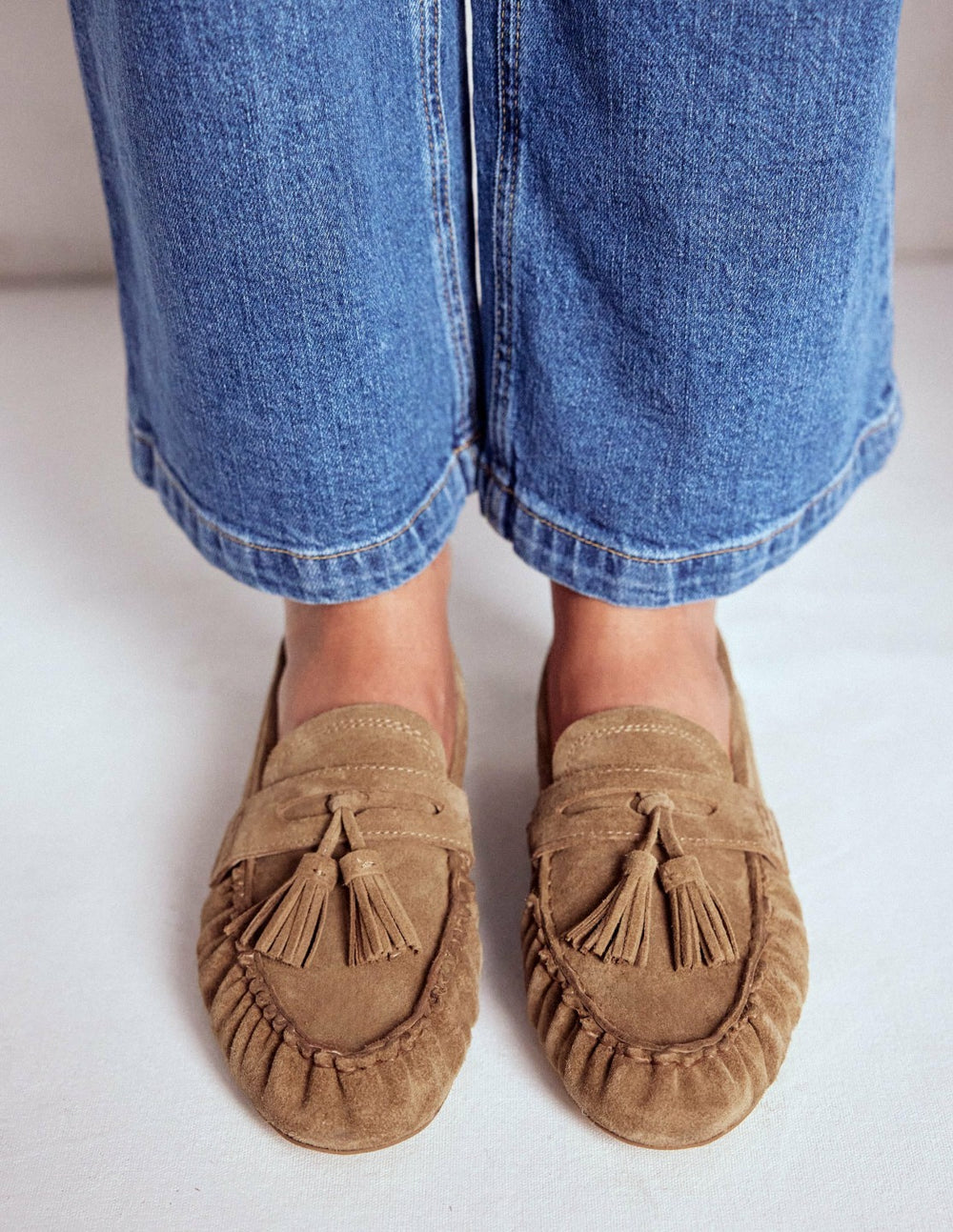 Soft Ruched Loafers-Caramel / Boden
