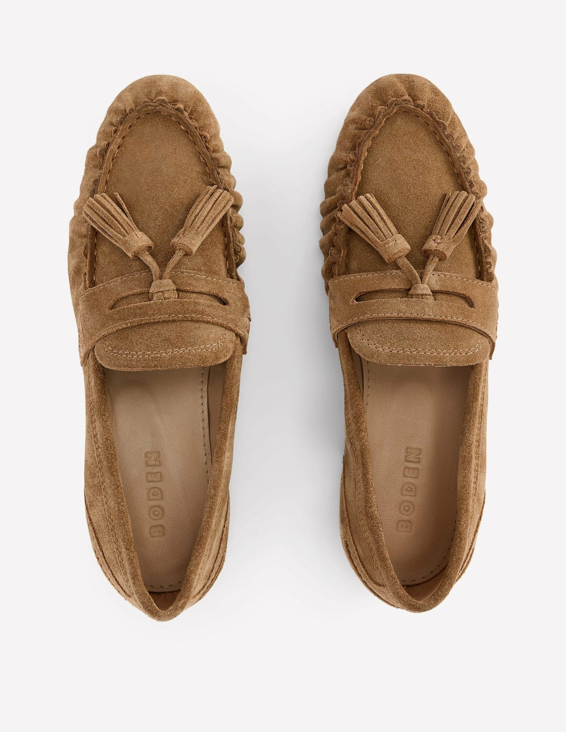 Soft Ruched Loafers-Caramel / Boden