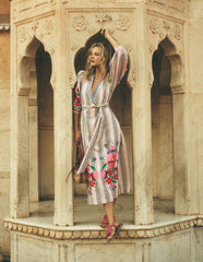 Octavia Cotton Dress-Multi Embroidery Stripe / Boden Outlet