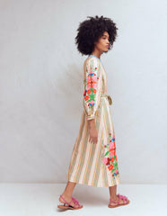 Octavia Cotton Dress-Multi Embroidery Stripe / Boden Outlet