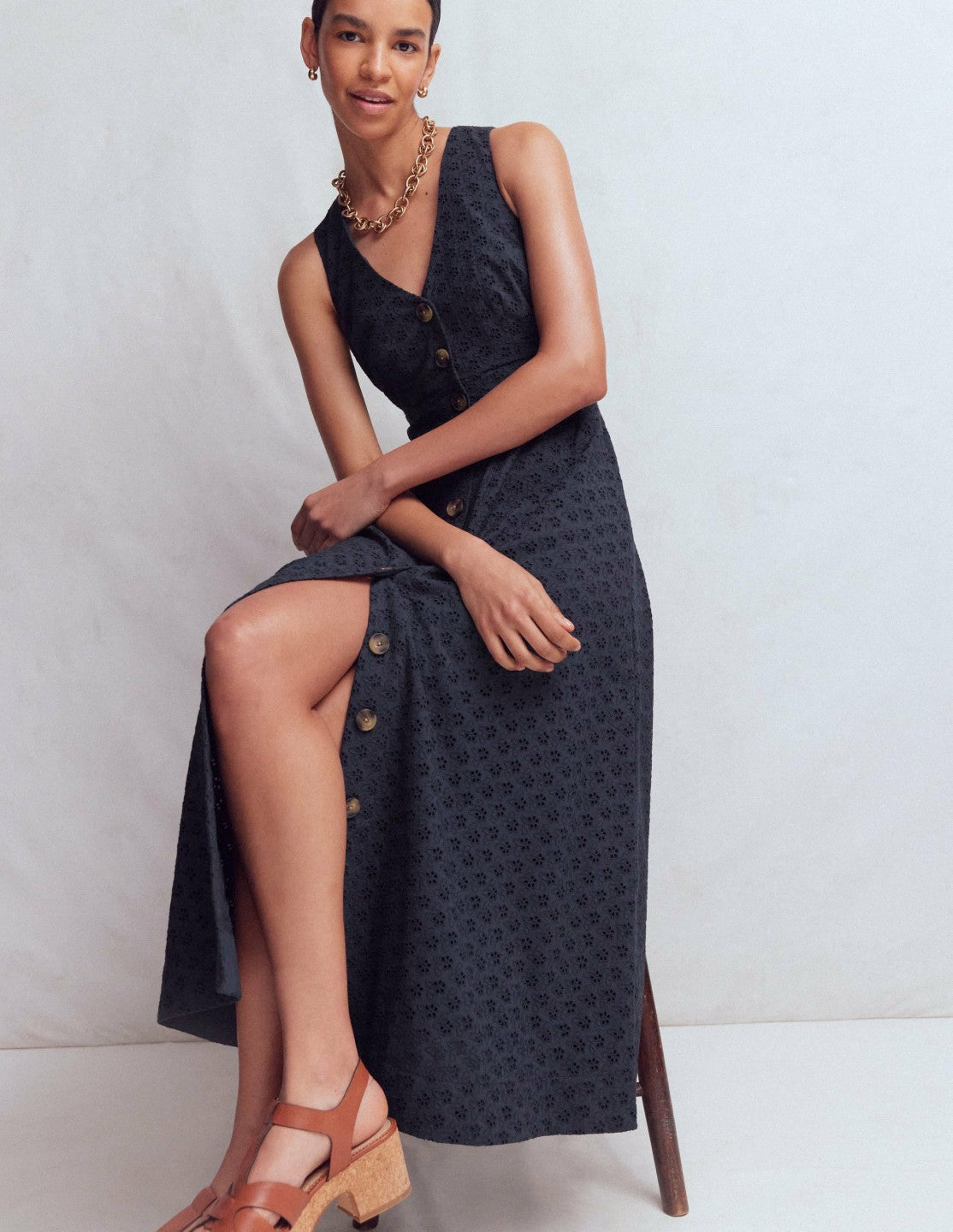 Catherine Broderie Dress-Navy Broderie / Boden Sale