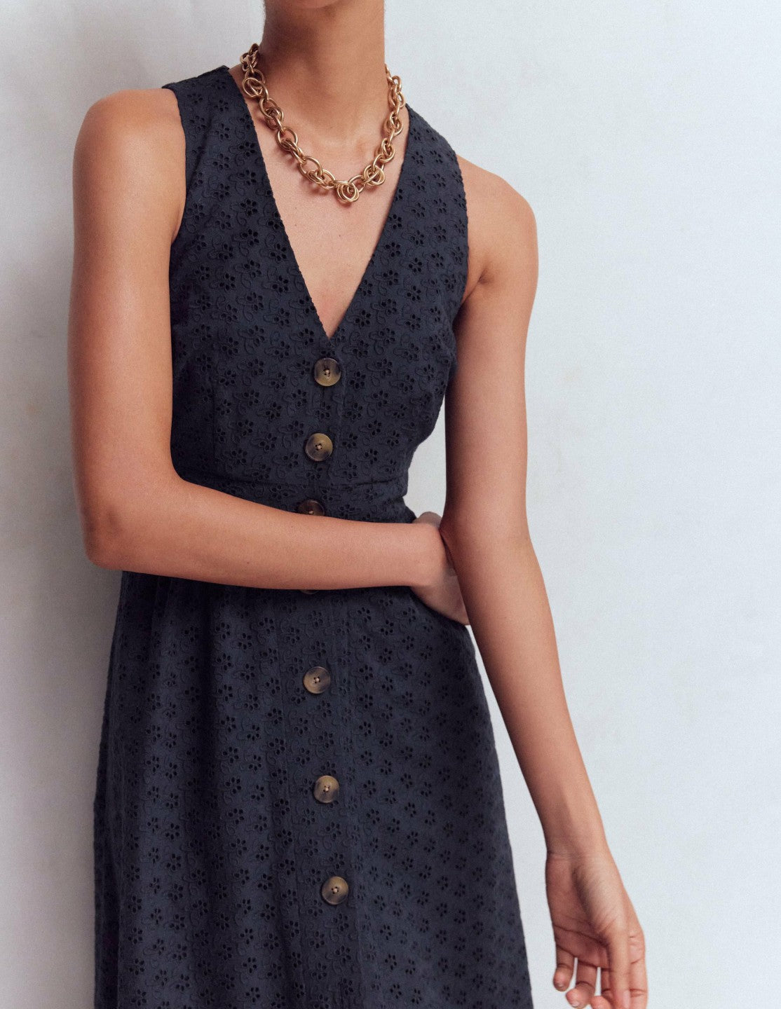 Catherine Broderie Dress-Navy Broderie / Boden Sale