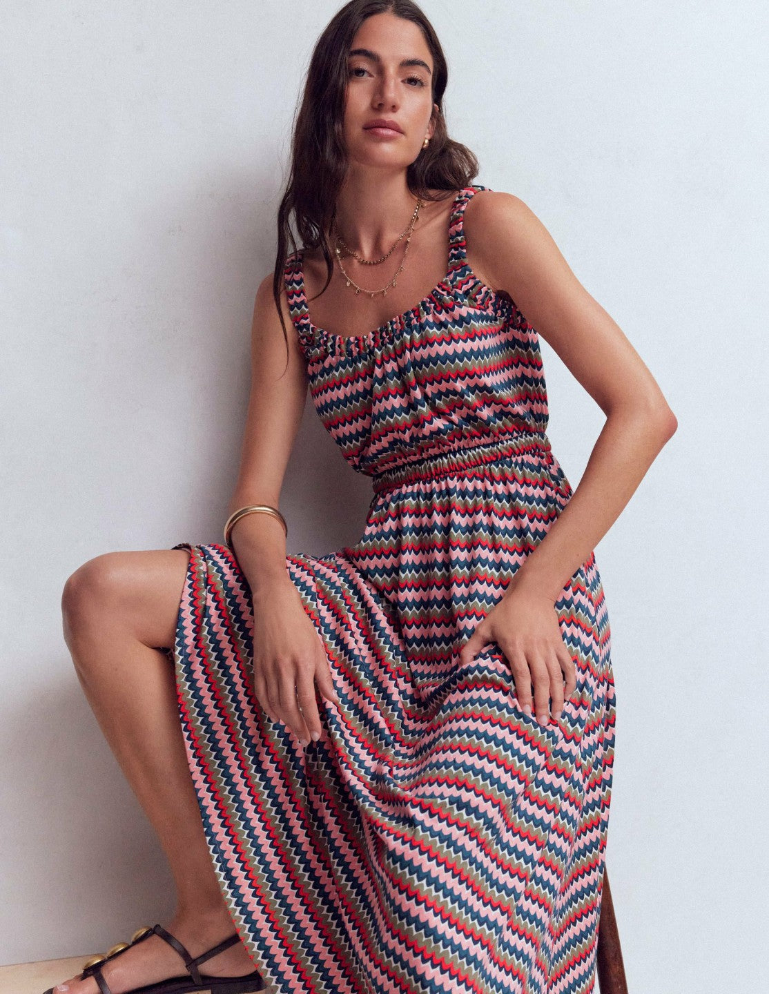Scoop Neck Jersey Dress-Multi, Zigzag Ripple / Boden Online