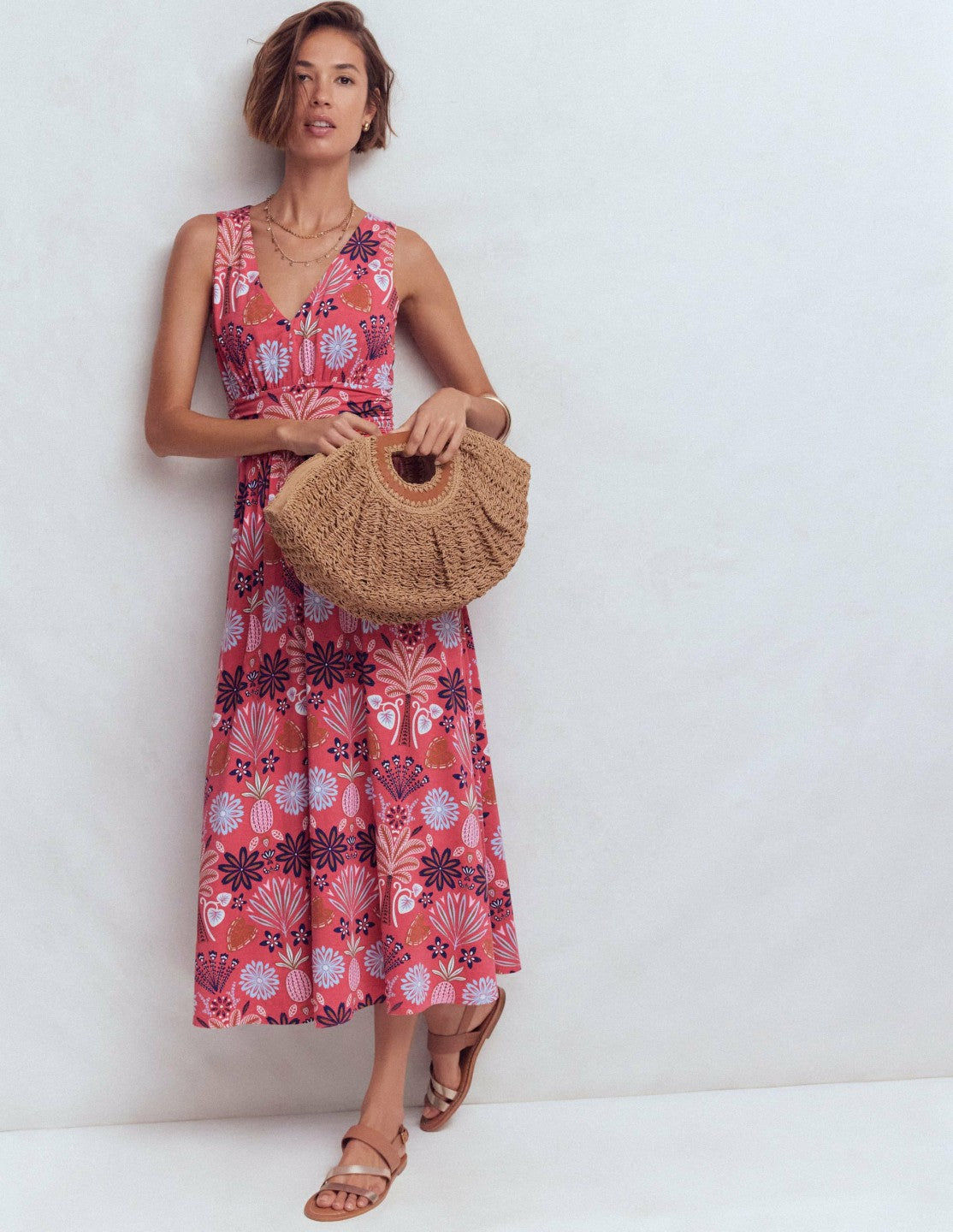 Elodie Jersey Maxi Dress-Cherry Blush, Tropical Forest / Boden Outlet