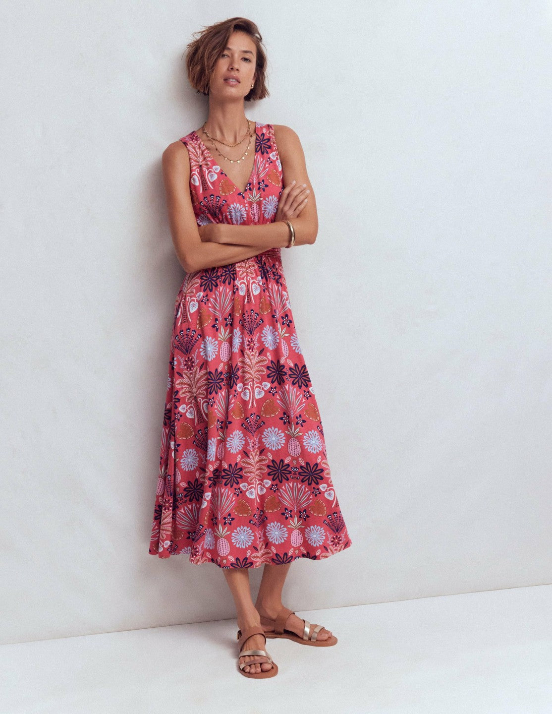 Elodie Jersey Maxi Dress-Cherry Blush, Tropical Forest / Boden Outlet