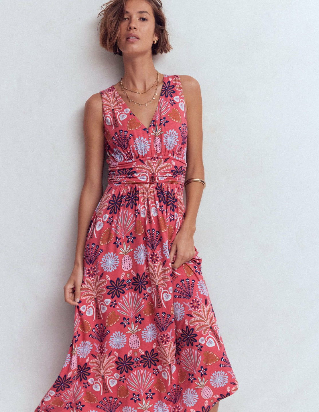 Elodie Jersey Maxi Dress-Cherry Blush, Tropical Forest / Boden Outlet