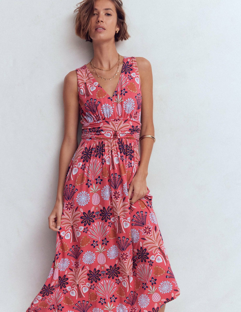 Elodie Jersey Maxi Dress-Cherry Blush, Tropical Forest / Boden Outlet