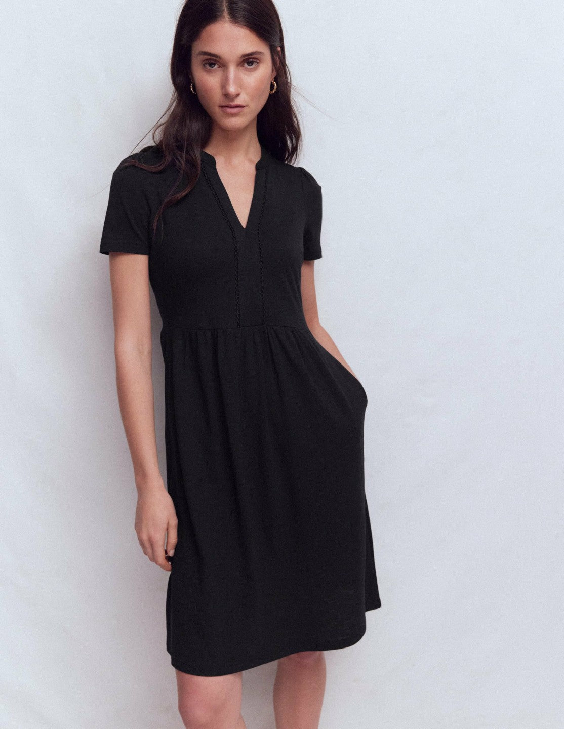 Naomi Short Sleeve Dress-Black / Boden