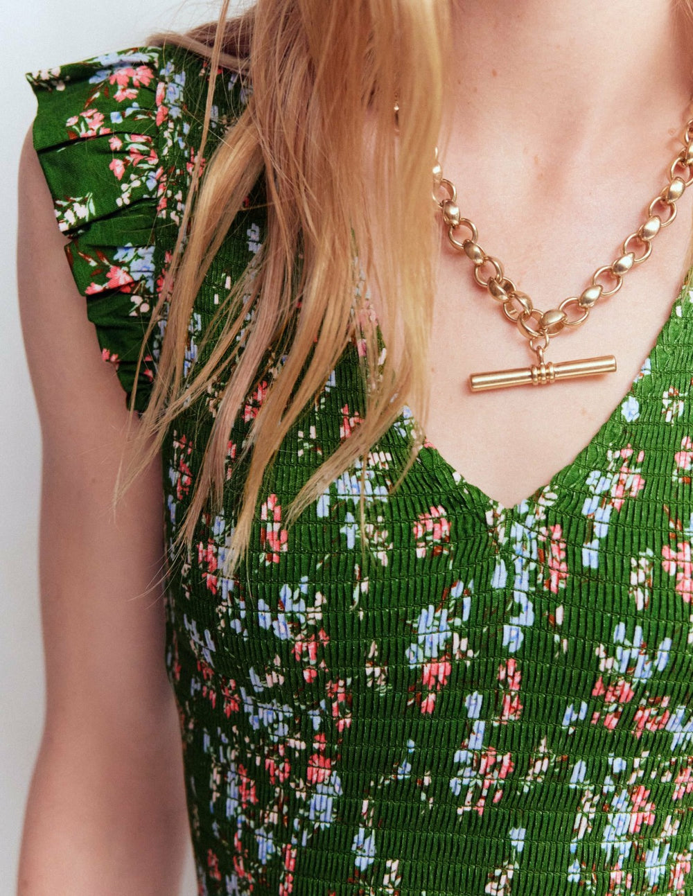 Smocked Jersey Midi Dress-Promenade Green, Bloom Scatter / Boden Sale