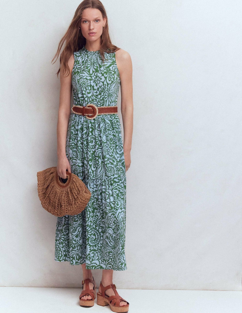 Camalie Jersey Maxi Dress-Green, Elaborate Gardenia / Boden Outlet