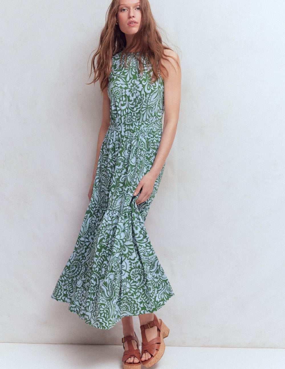 Camalie Jersey Maxi Dress-Green, Elaborate Gardenia / Boden Outlet