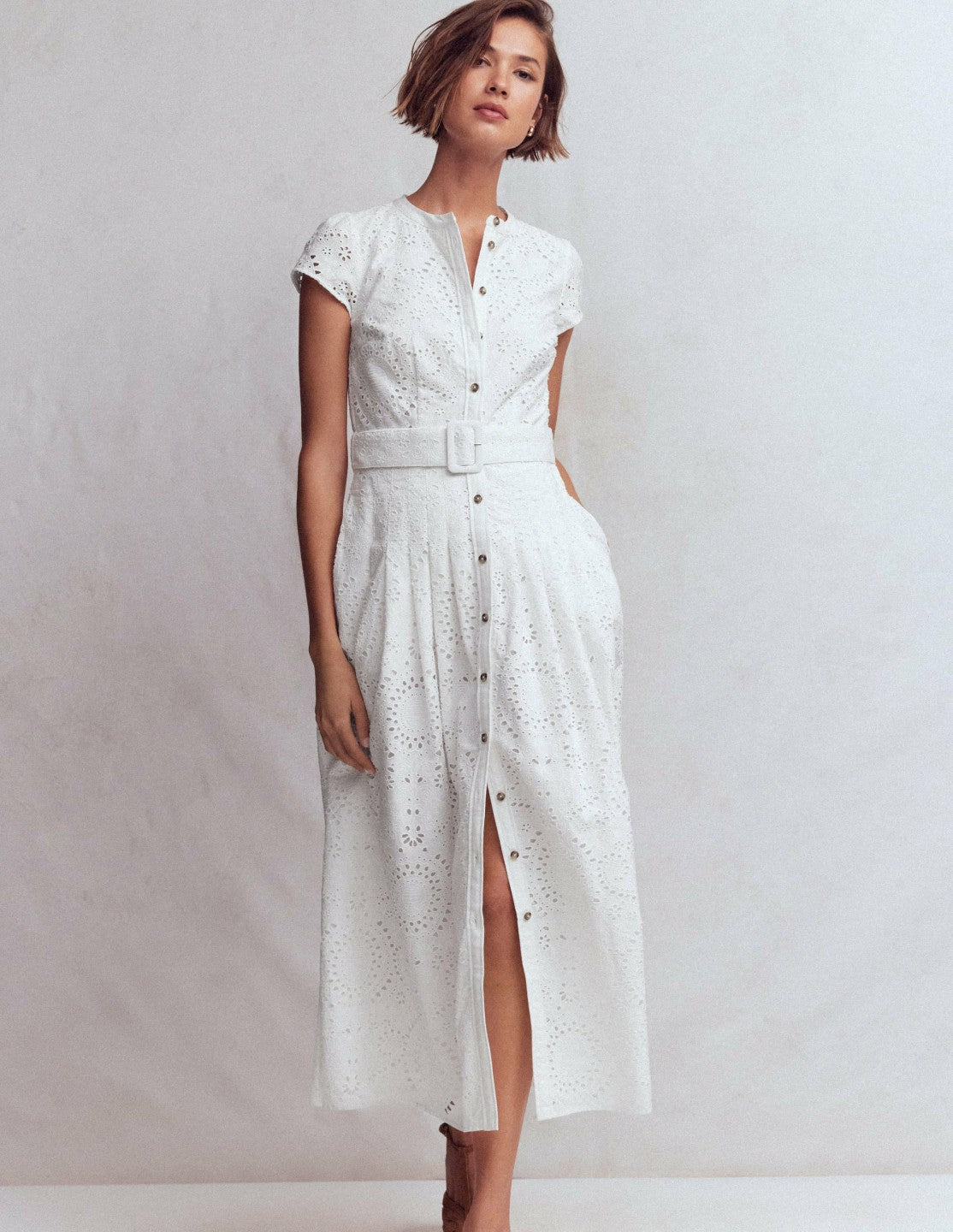 Arabella Cotton Maxi Dress-White Broderie / Boden Discount