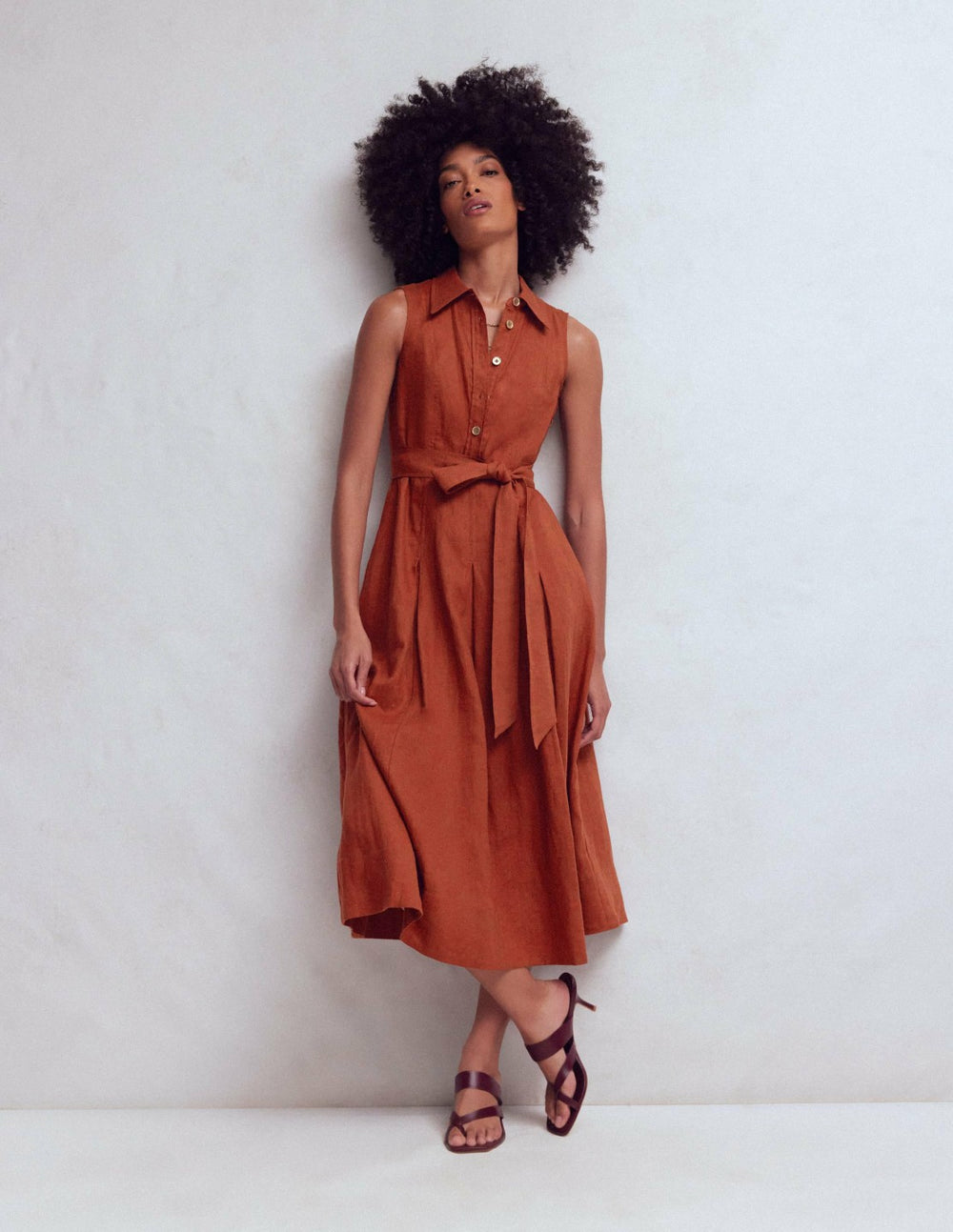 Belinda Linen Shirt Dress-Burnt Orange / Boden us