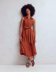 Belinda Linen Shirt Dress-Burnt Orange / Boden us