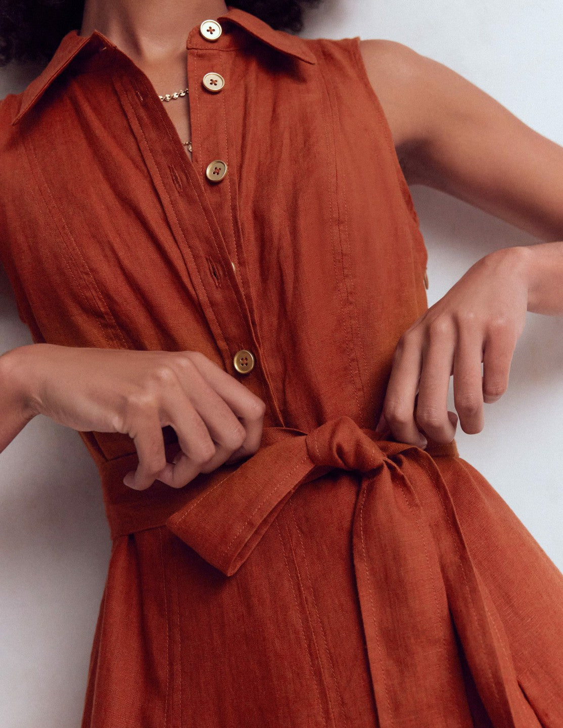 Belinda Linen Shirt Dress-Burnt Orange / Boden us
