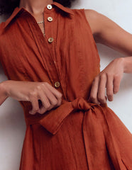Belinda Linen Shirt Dress-Burnt Orange / Boden us