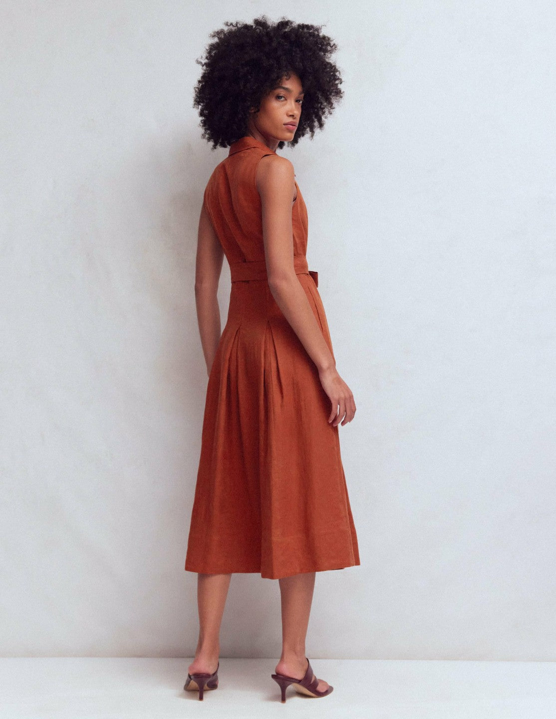 Belinda Linen Shirt Dress-Burnt Orange / Boden us