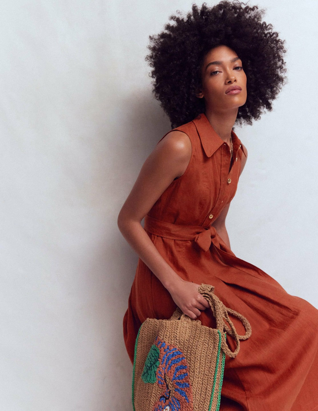 Belinda Linen Shirt Dress-Burnt Orange / Boden us