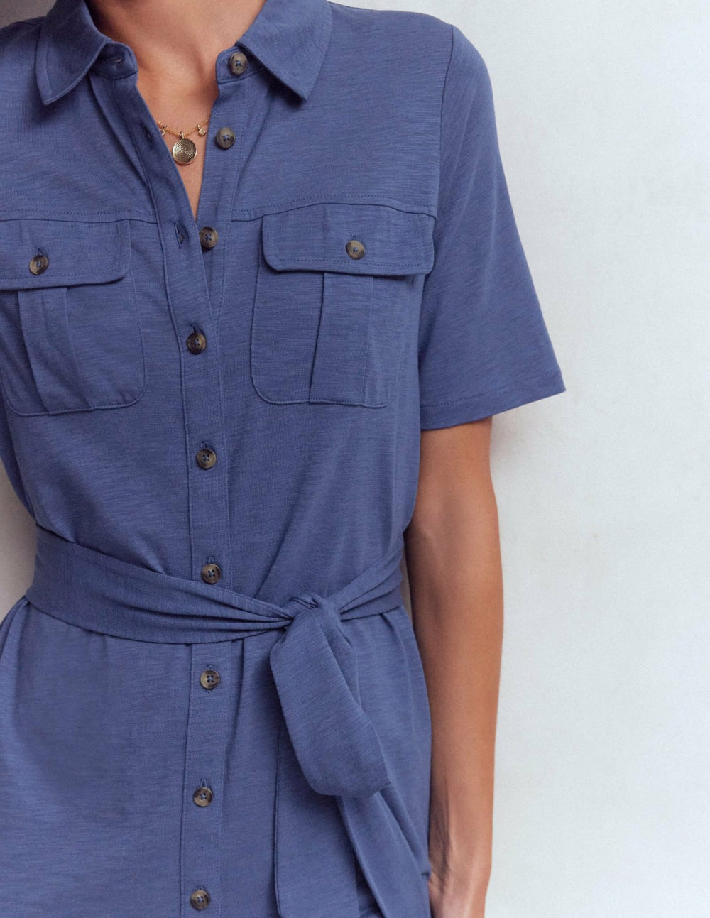 Mavis Midi Jersey Shirt Dress-Denim Blue / Boden