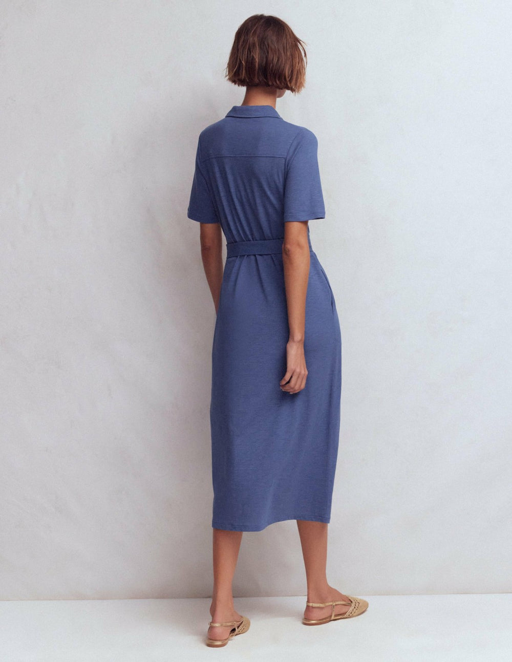 Mavis Midi Jersey Shirt Dress-Denim Blue / Boden