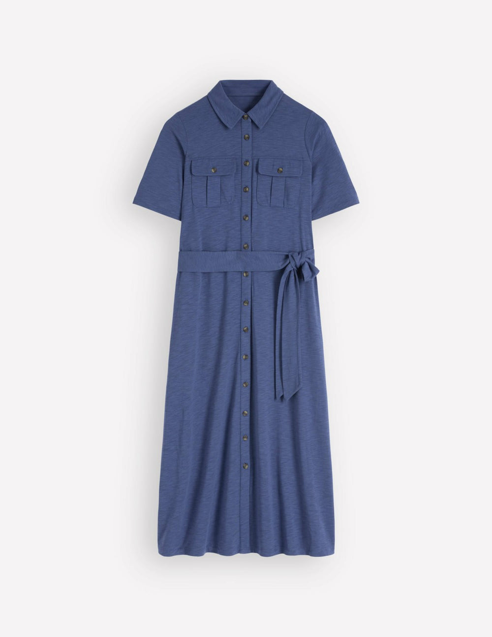 Mavis Midi Jersey Shirt Dress-Denim Blue / Boden
